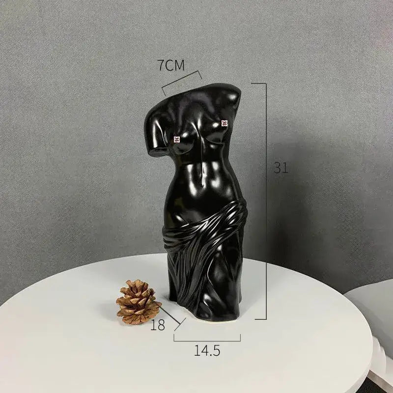 Black Ceramic Figurine Vase