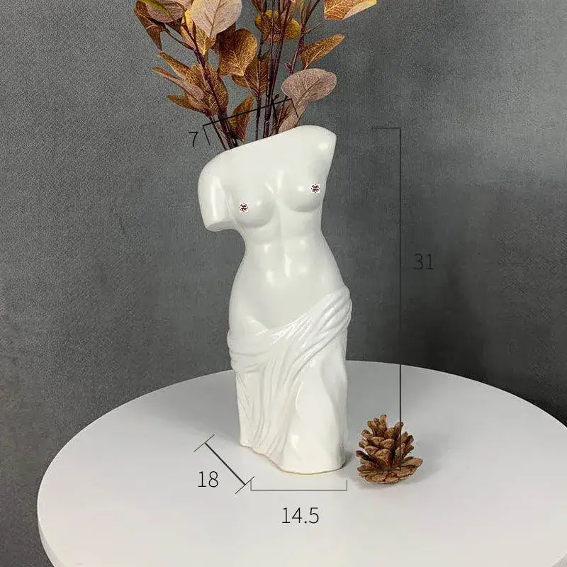 Black Ceramic Figurine Vase