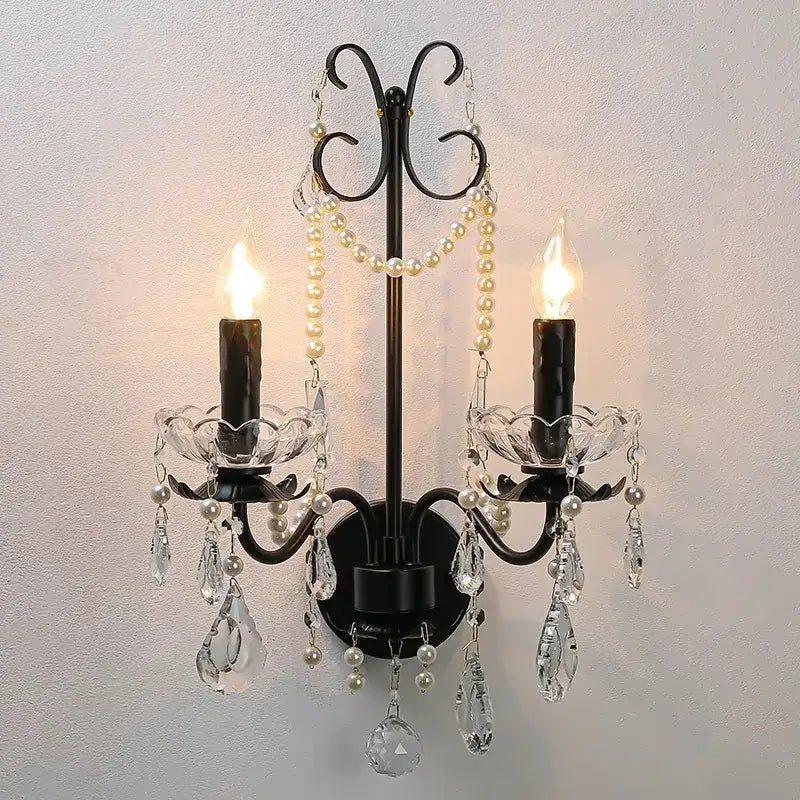 Black Crystal Pendant Light for High Ceilings