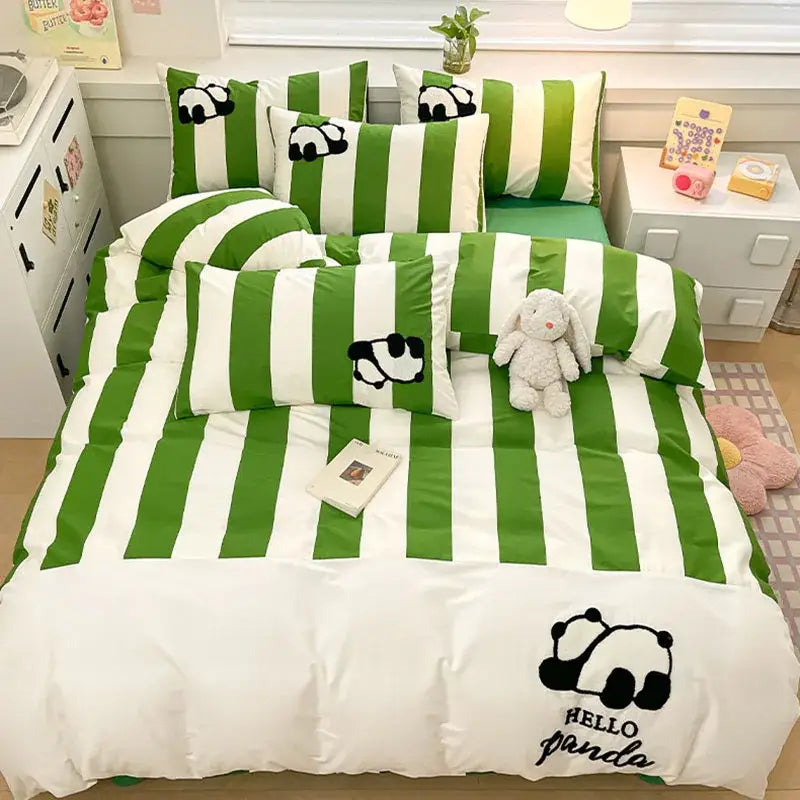 Black Gray Cat Bedding Set