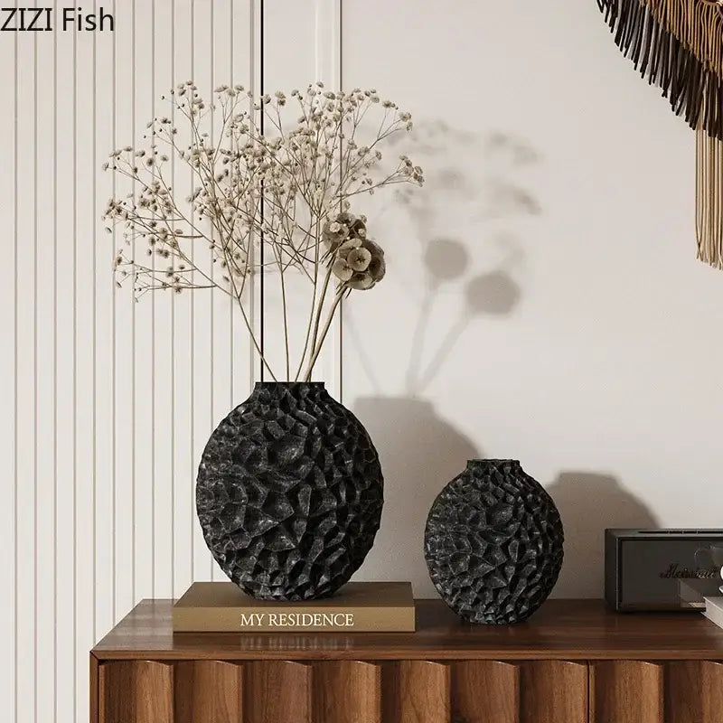 Black Honeycomb Ceramic Vase