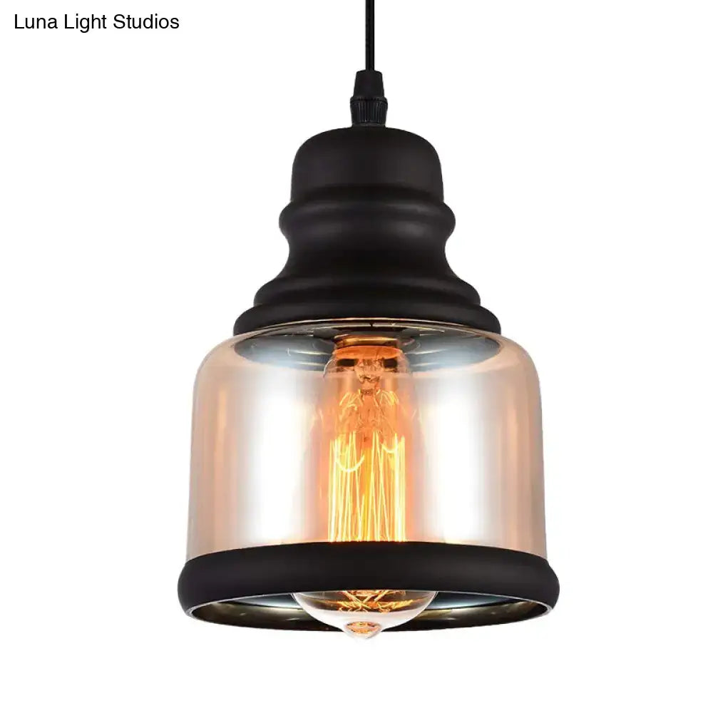 Black Cylinder Glass Pendant