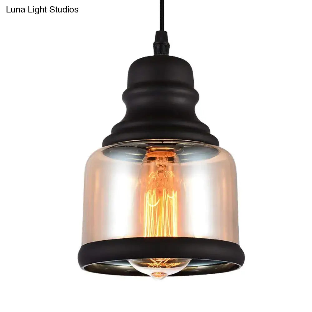 Black Cylinder Glass Pendant