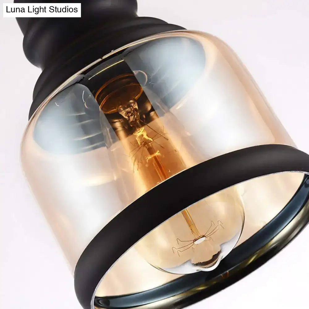 Black Cylinder Glass Pendant