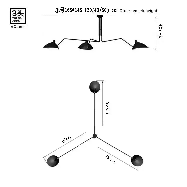 Black 3-Arm Floor Lamp