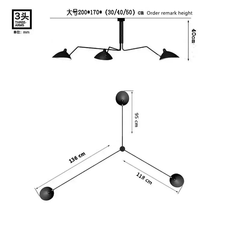 Black 3-Arm Floor Lamp