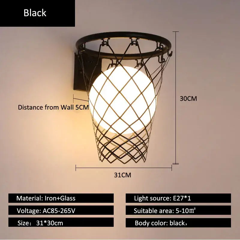 Black Metal Basketball Lamp