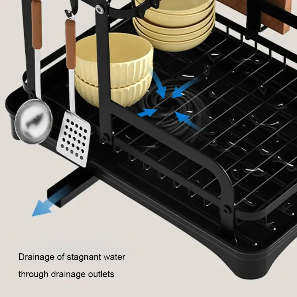 Black Metal Double Dish Rack