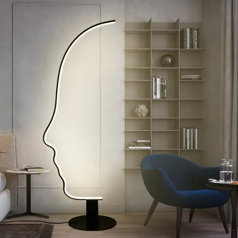 Black Nordic Face Floor Lamp