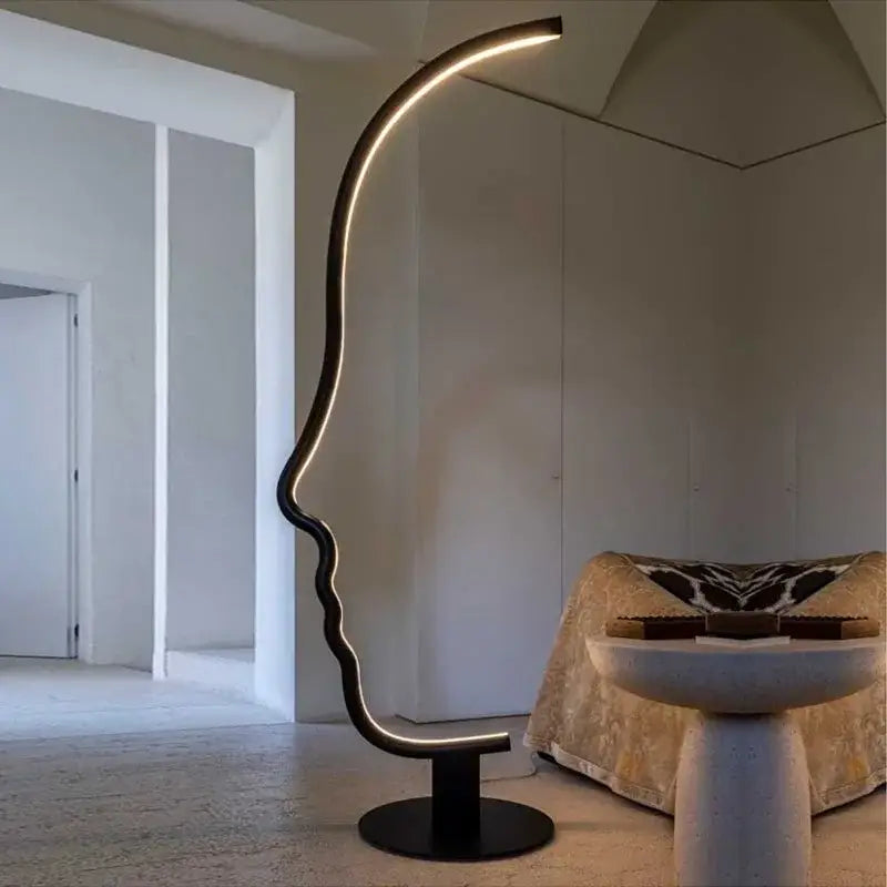 Black Nordic Face Floor Lamp
