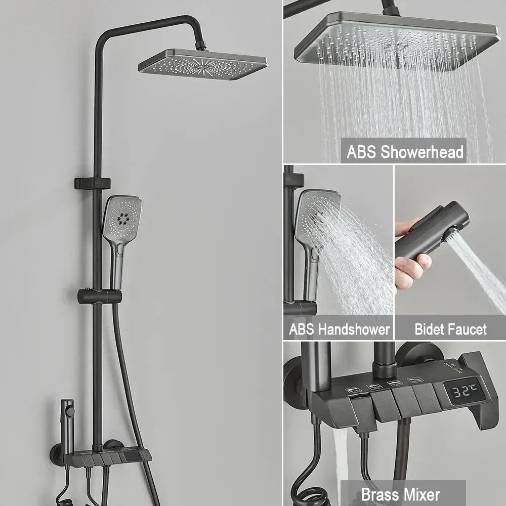 Black Brass Digital Shower System