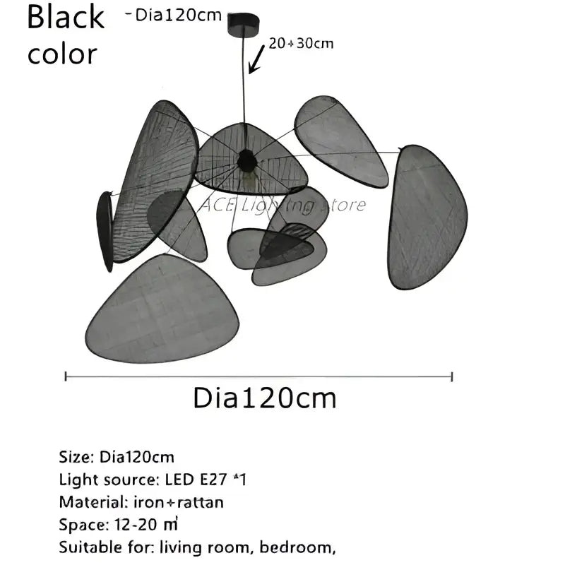 Black Rattan Pendant Light