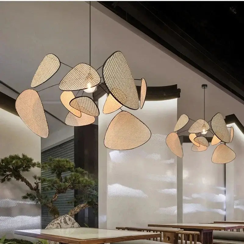 Black Rattan Pendant Light 150cm Mesh