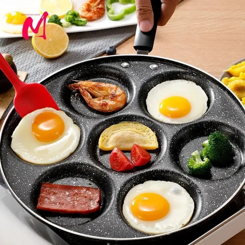 Black Speckled Non-Stick Egg Pan Six Holes