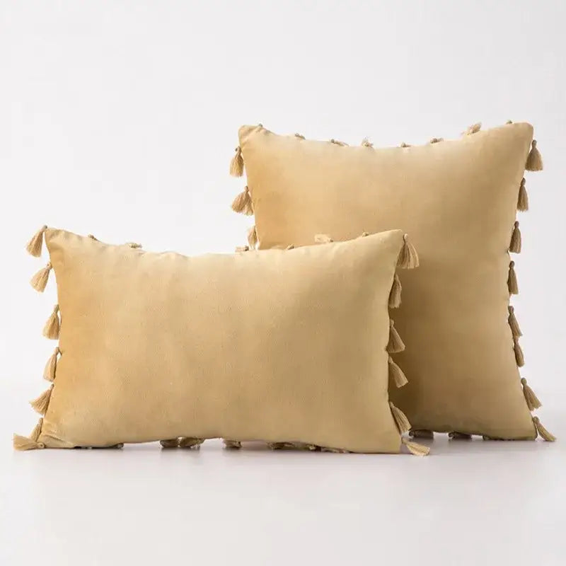 Black Velvet Tassel Pillow