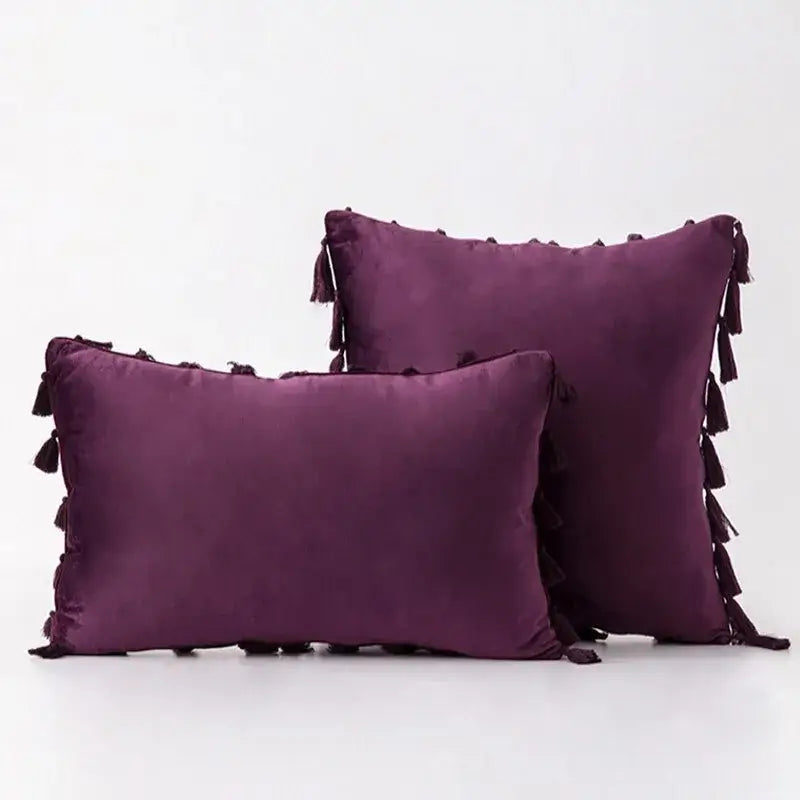Black Velvet Tassel Pillow
