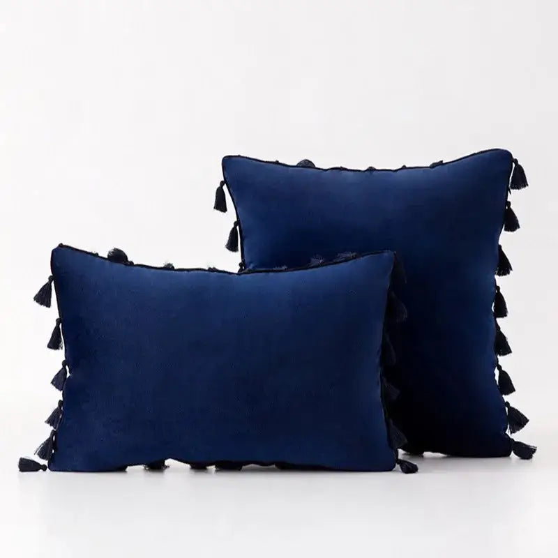 Black Velvet Tassel Pillow