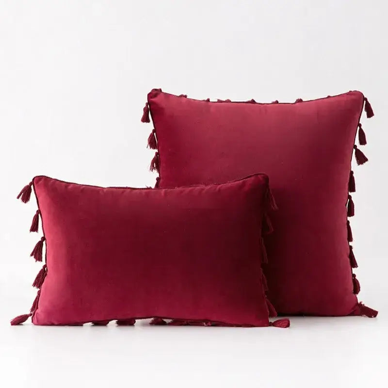 Black Velvet Tassel Pillow