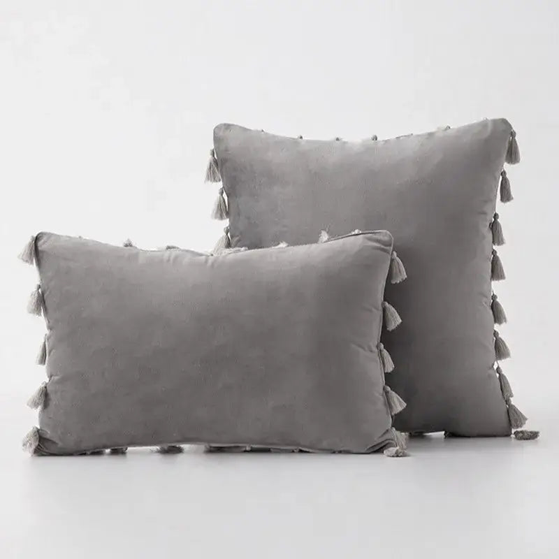 Black Velvet Tassel Pillow