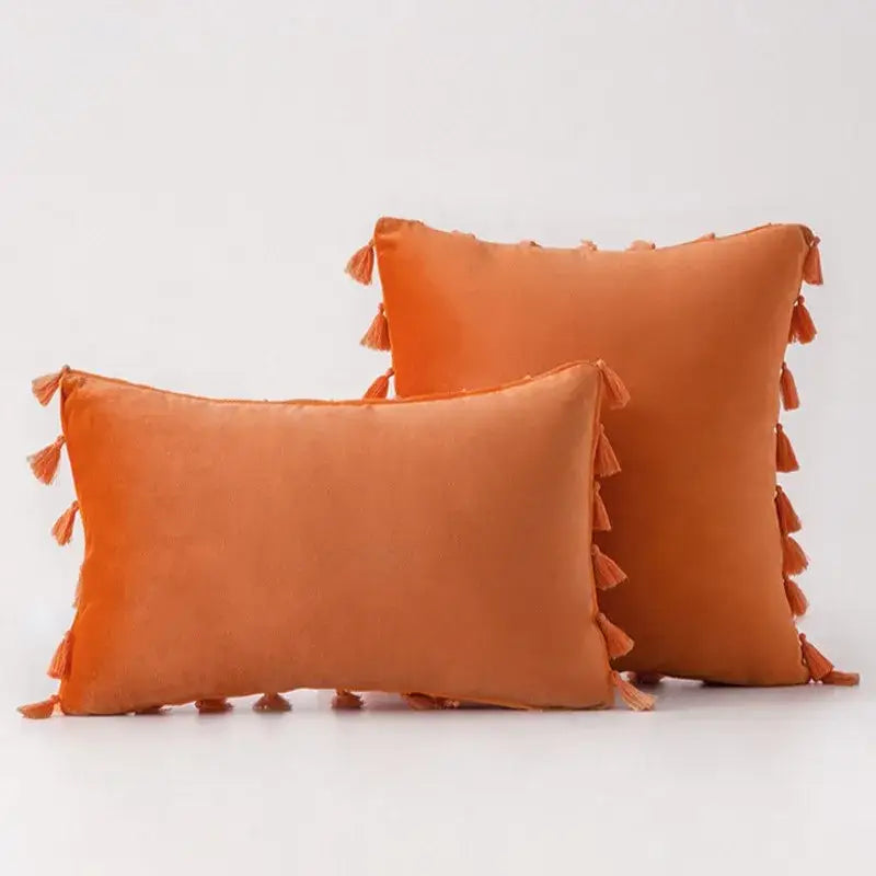 Black Velvet Tassel Pillow