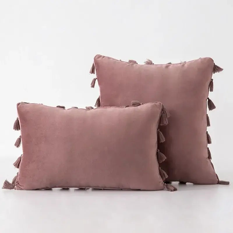 Black Velvet Tassel Pillow