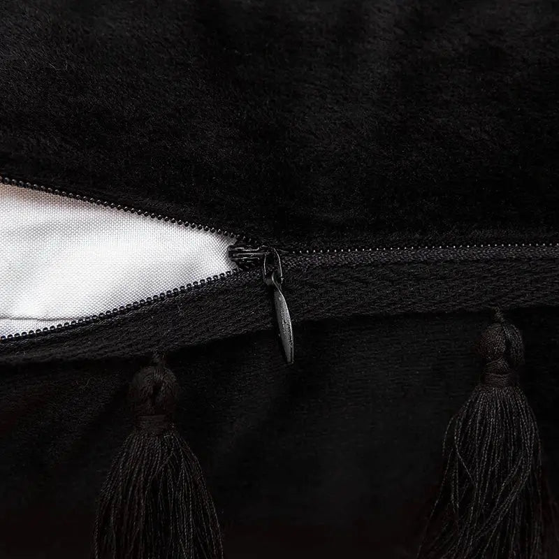 Black Velvet Tassel Pillow