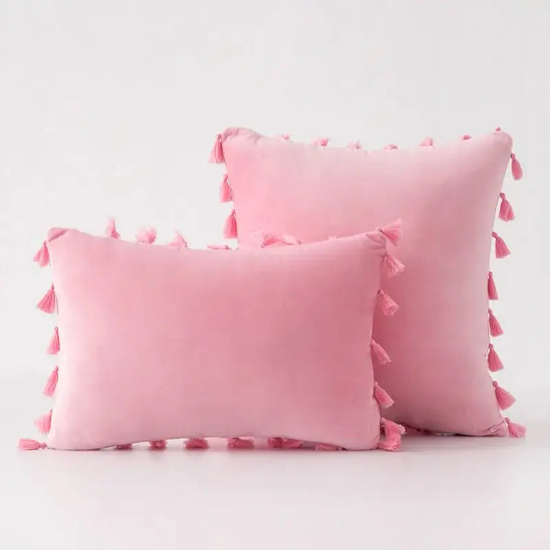 Black Velvet Tassel Pillow