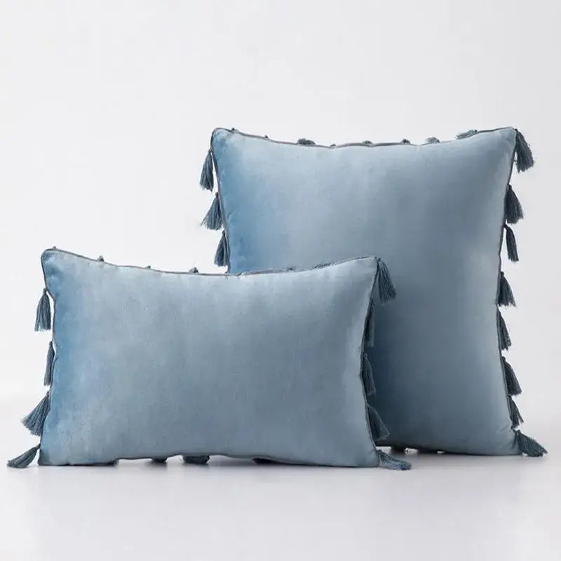 Black Velvet Tassel Pillow