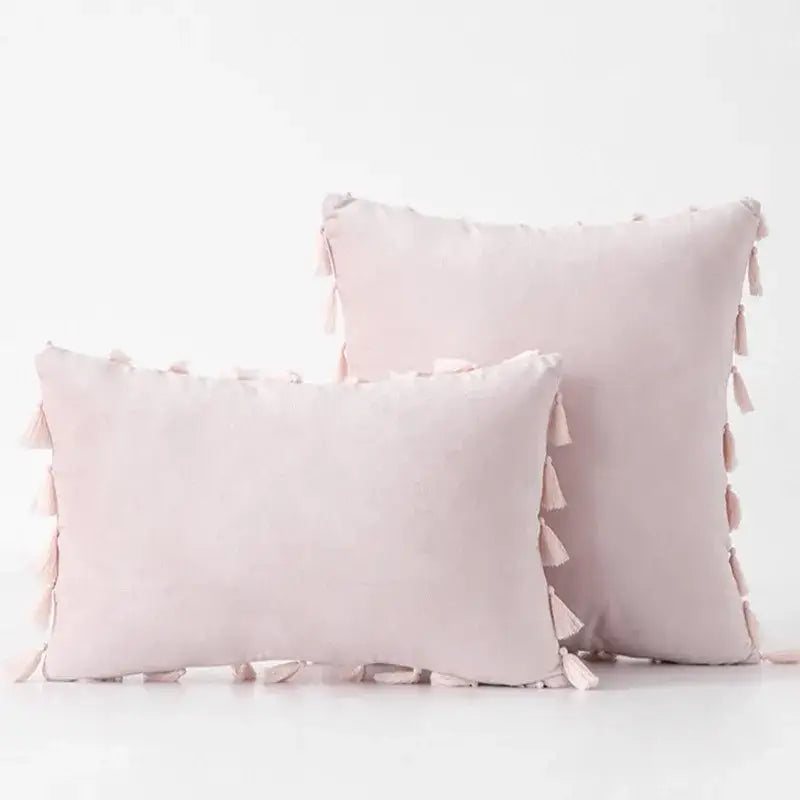 Black Velvet Tassel Pillow