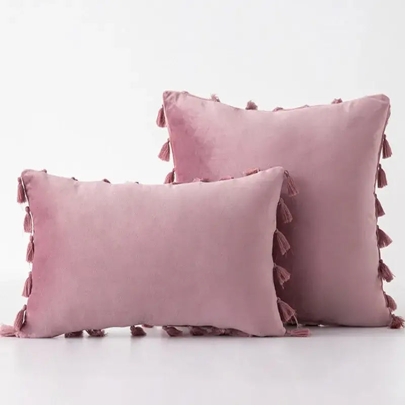 Black Velvet Tassel Pillow