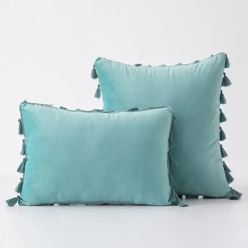 Black Velvet Tassel Pillow