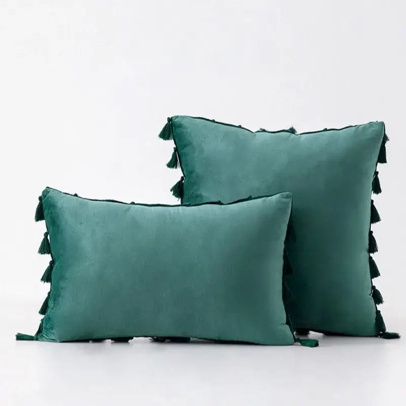 Black Velvet Tassel Pillow
