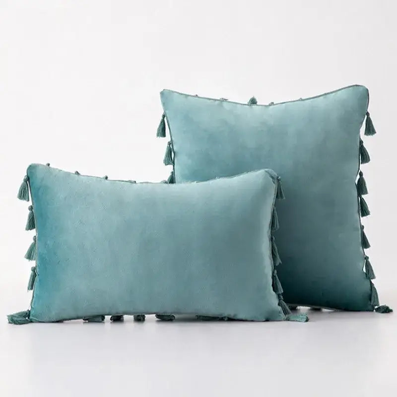 Black Velvet Tassel Pillow