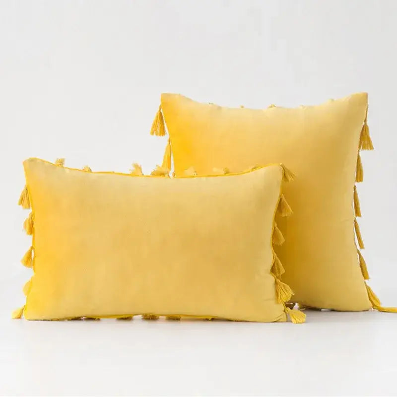 Black Velvet Tassel Pillow