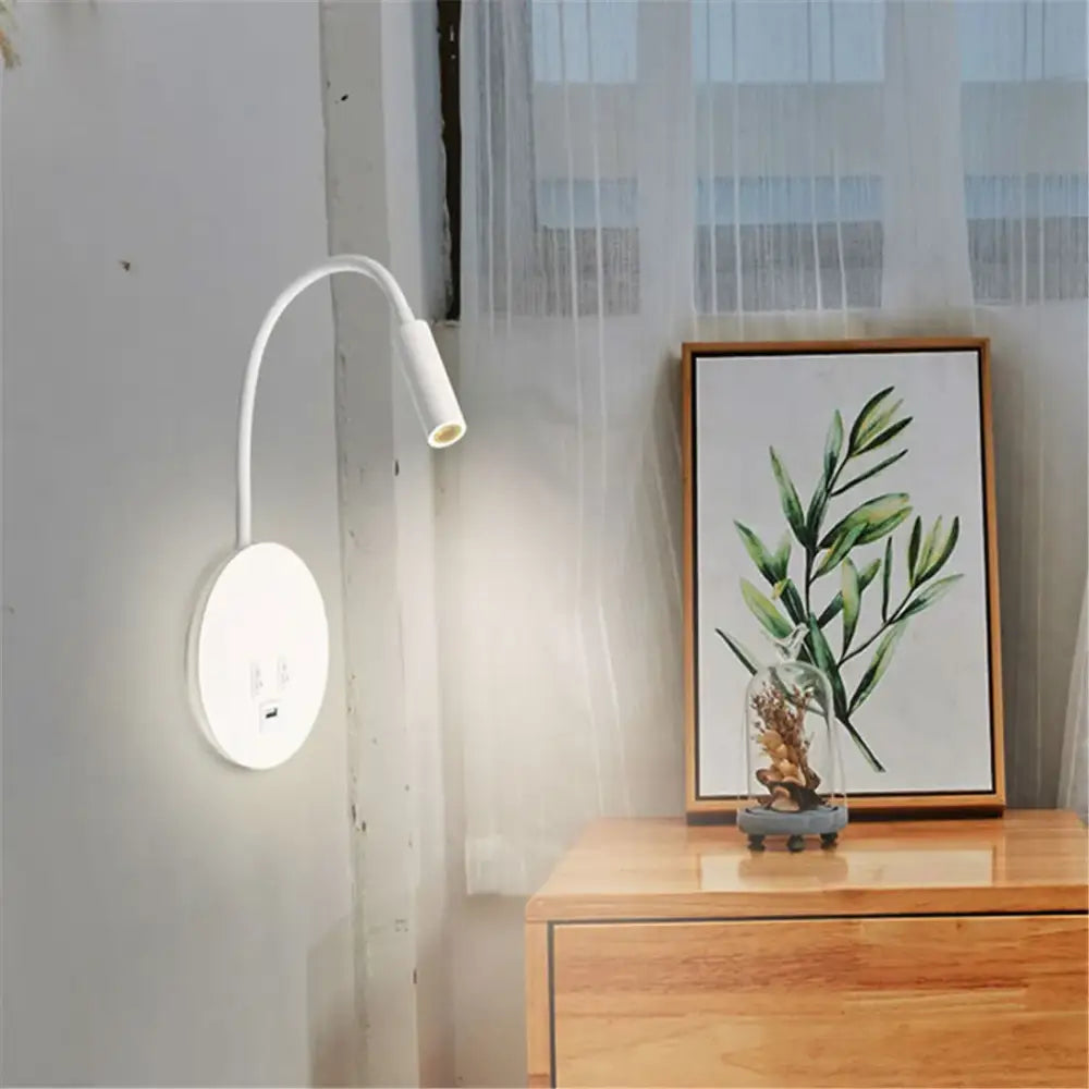 Black White USB Wall Sconce