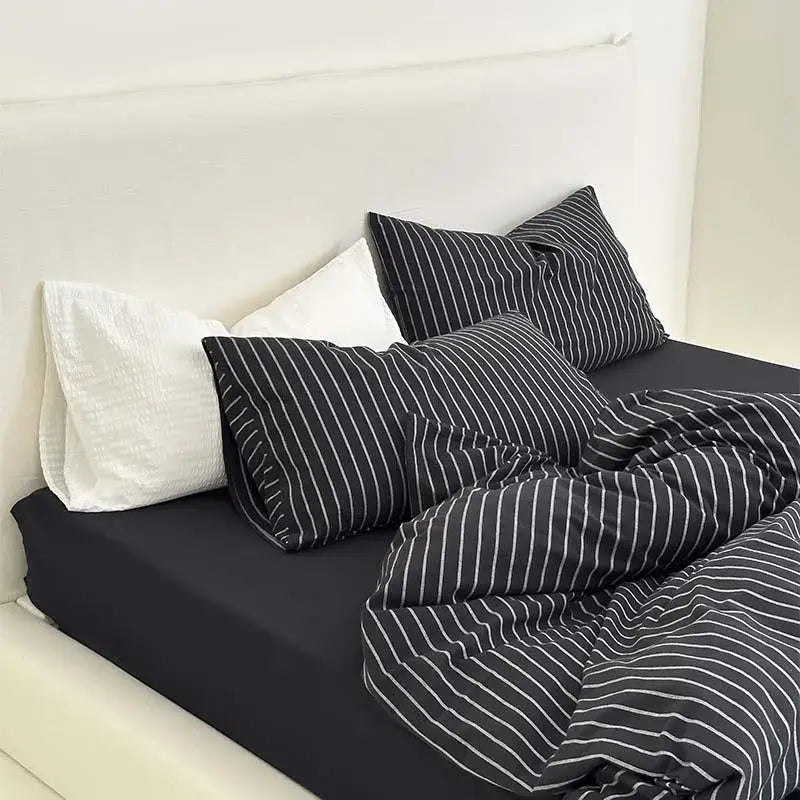 Black White Striped Duvet