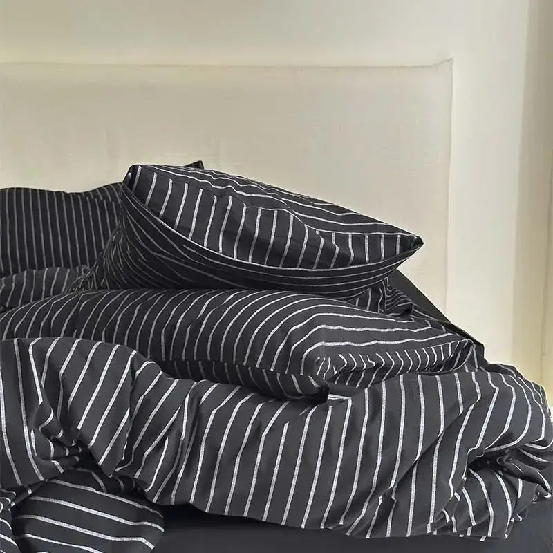 Black White Striped Duvet