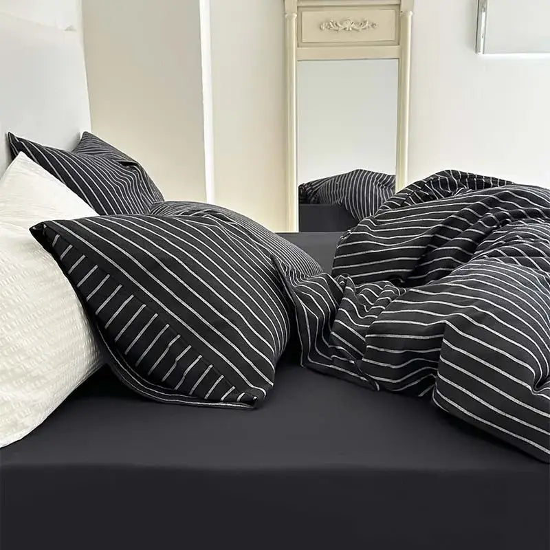 Black White Striped Duvet