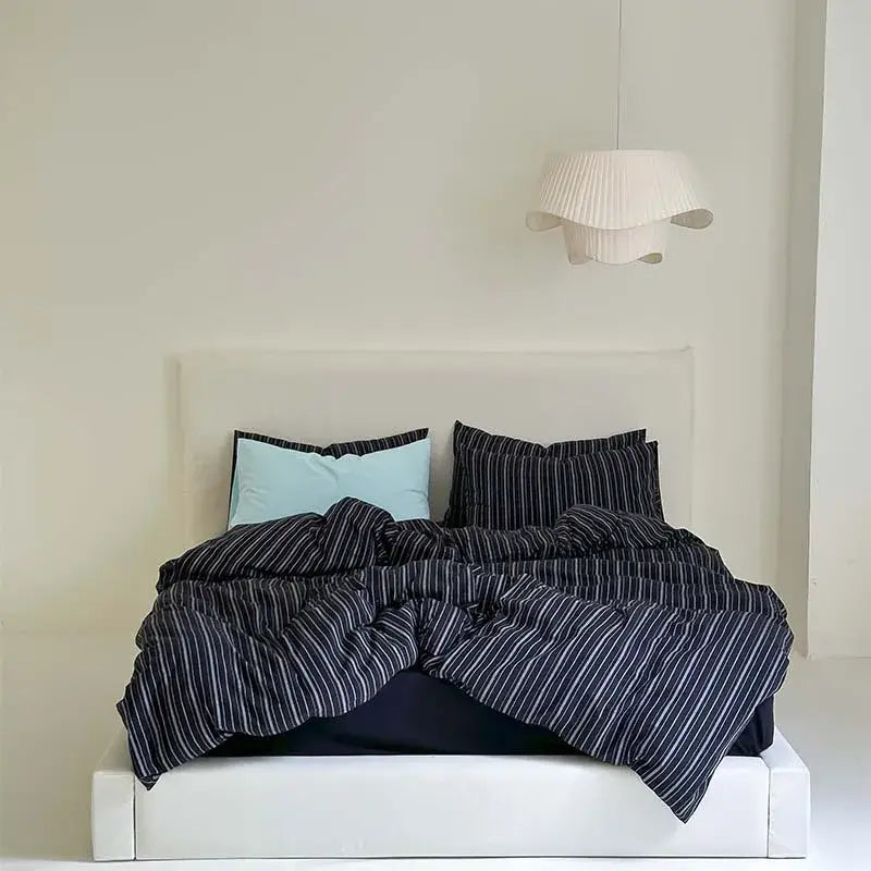 Black White Striped Duvet