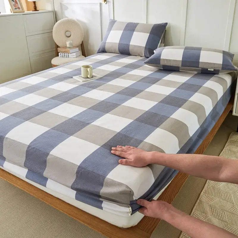 Checkered Cotton Fitted Sheet