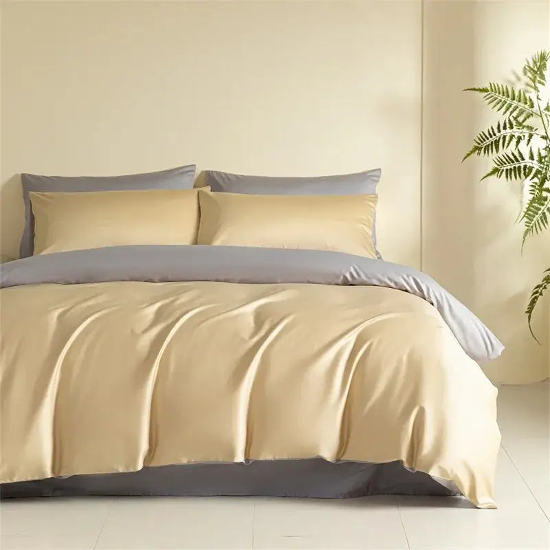 Blue Beige Egyptian Cotton Queen Bedding Set