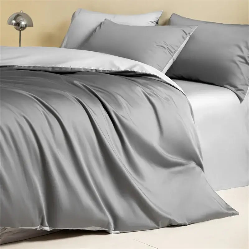 Blue Beige Egyptian Cotton Queen Bedding Set