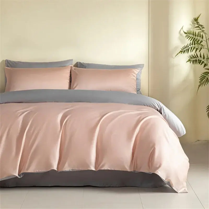 Blue Beige Egyptian Cotton Queen Bedding Set