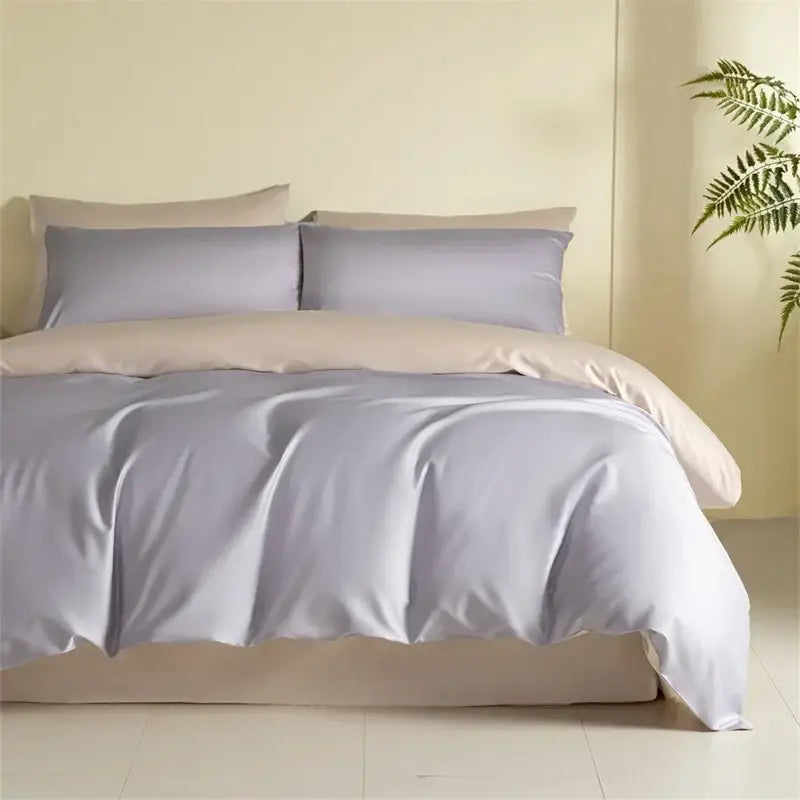 Blue Beige Egyptian Cotton Queen Bedding Set