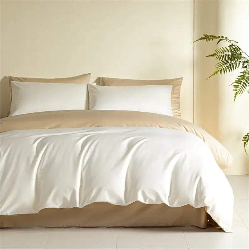Blue Beige Egyptian Cotton Queen Bedding Set