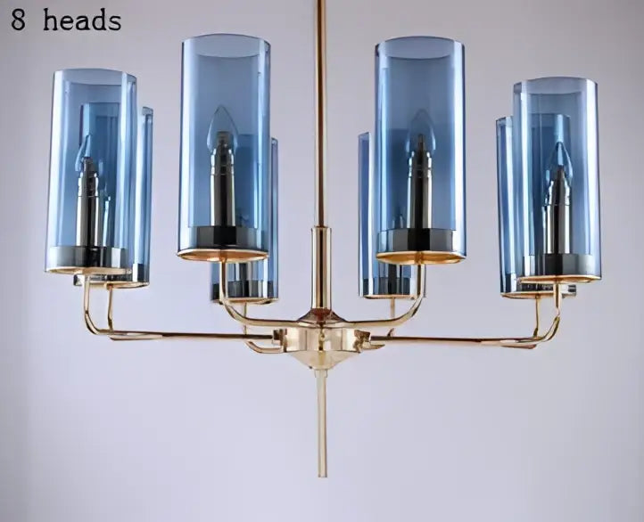 Blue Gold Glass Chandelier