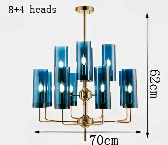 Blue Gold Glass Chandelier