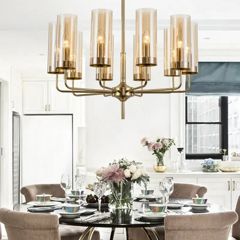 Blue Gold Glass Chandelier