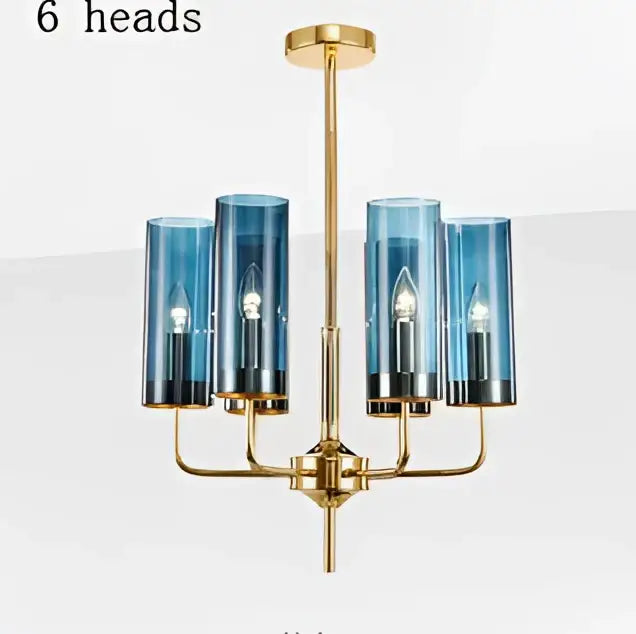 Blue Gold Glass Chandelier