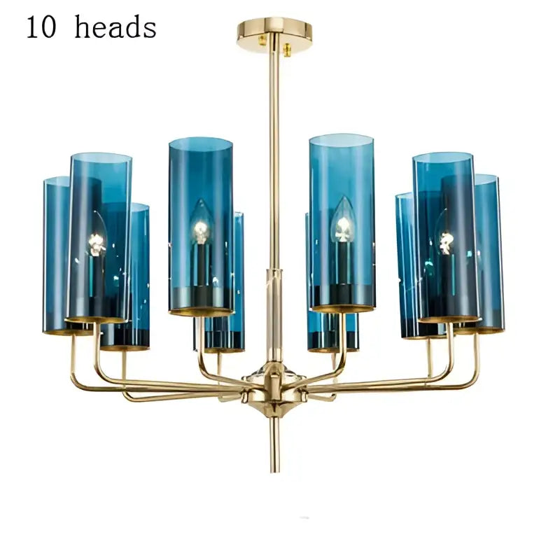 Blue Gold Glass Chandelier